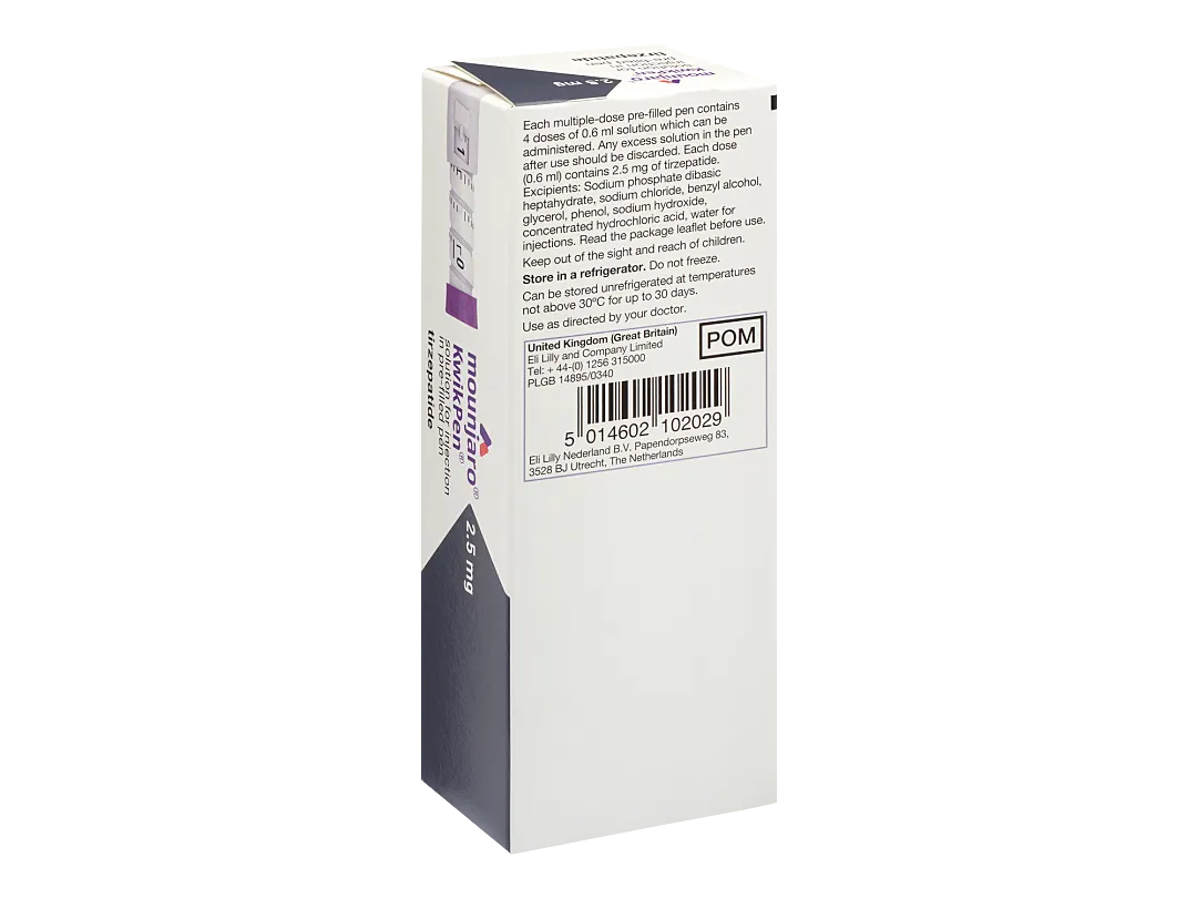 Mounjaro 2.5mg tirzepatide pen back view UK